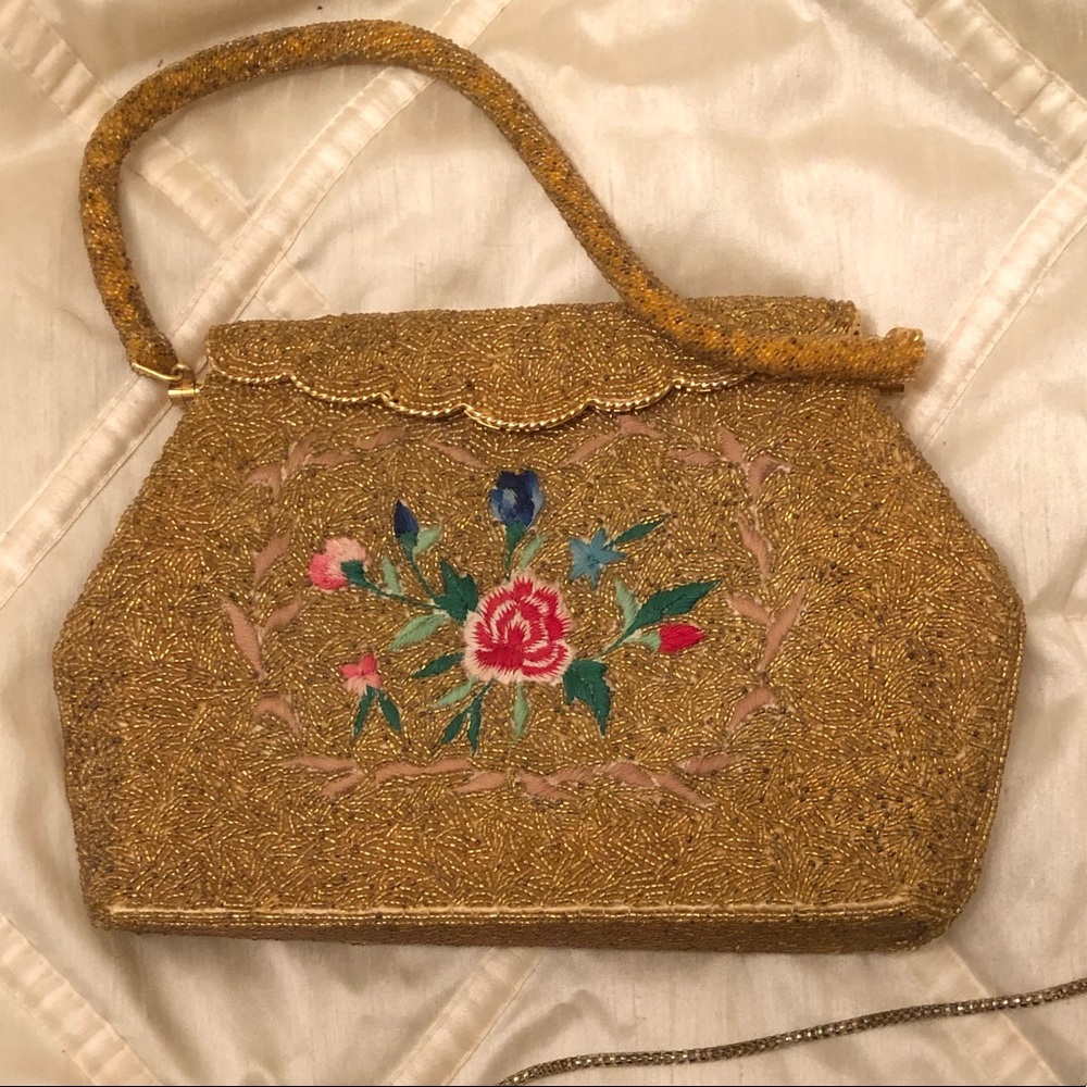 Vintage evening bag- embroidered and beaded